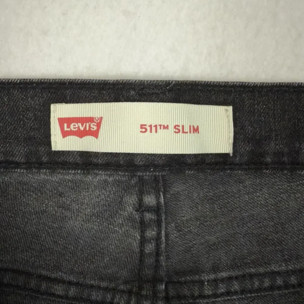 Levi’s Boys Jeans 511 Slim Stretch Denim Black Gray Wash Youth 18 Regular